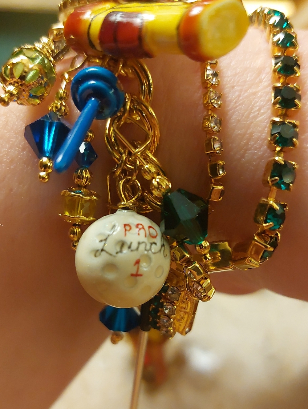 Lunch At The Ritz " Pro Lunch" Braclet 24kt Gold Plated Swarvoski Crystals - Picture 10 of 12
